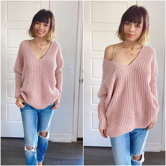 Sweaters - 017 Cozy Dusty Pink Oversized Chenille Sweater Top